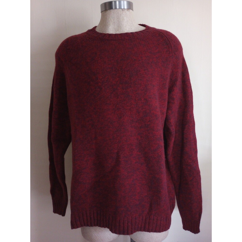 Lands’ End  100% Lambswool Sweater Mens Sz XXL 50-52 Brick Red EUC